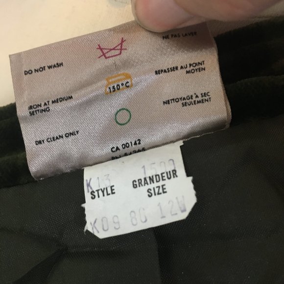 Tan Jay Green Velvet Skirt Suit, Jacket Blazer, Open Front,‎ sz 12, 28 waist - Picture 14 of 14